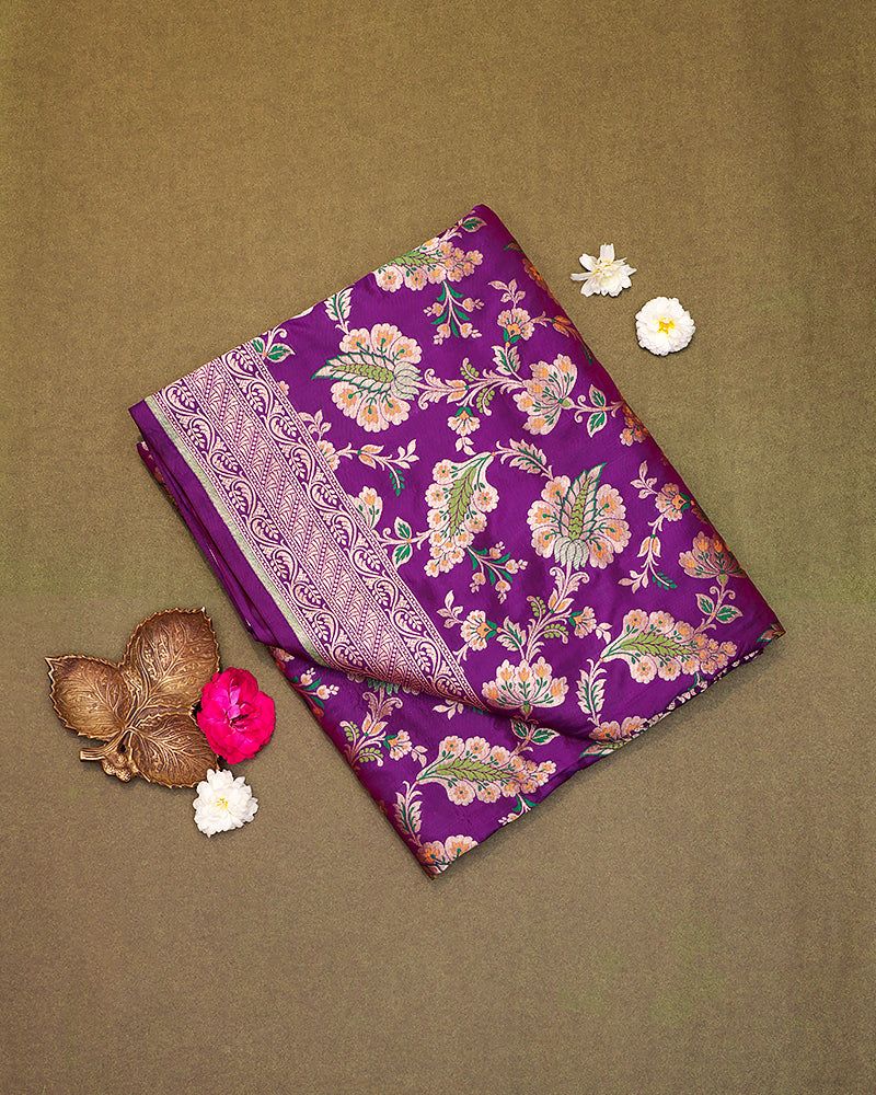 Purple katan banarasi silk saree