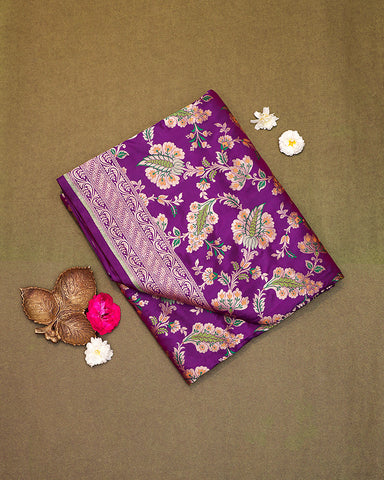 Purple katan banarasi silk saree