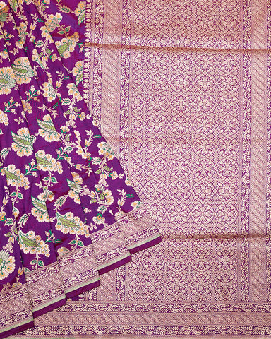 Purple katan banarasi silk saree