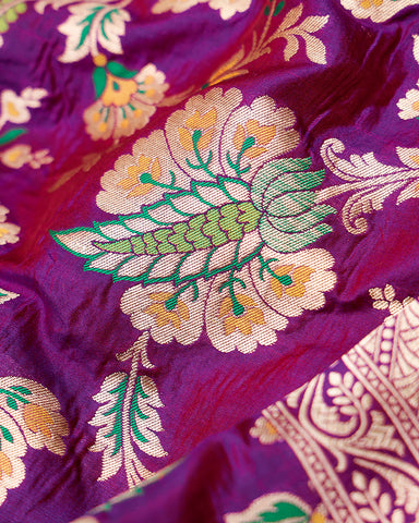 Purple katan banarasi silk saree