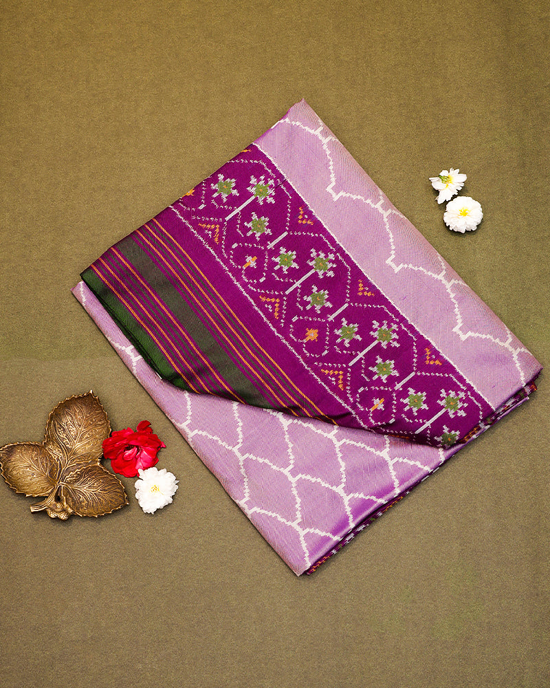 Lilac ikkat silk saree