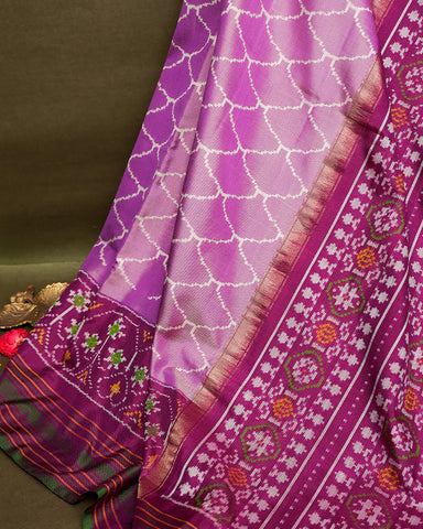 Lilac ikkat silk saree