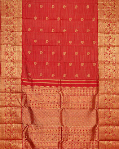 The red Kanjivaram silk saree