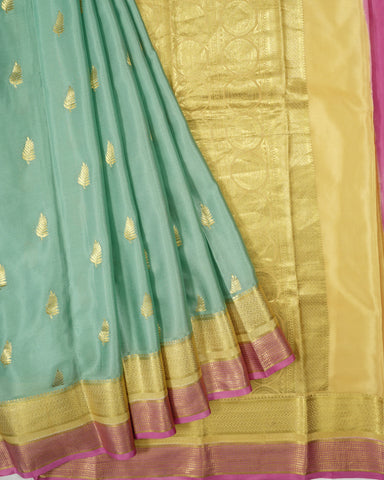 Aqua green Mysore silk saree