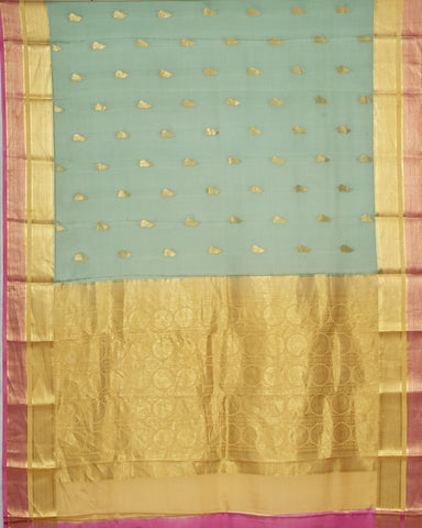 Aqua green Mysore silk saree