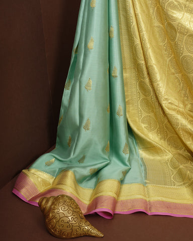 Aqua green Mysore silk saree