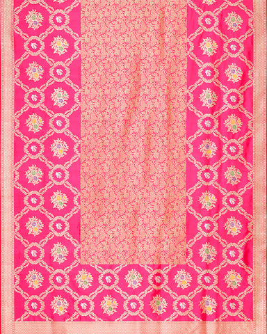 Pink katan banarasi silk saree