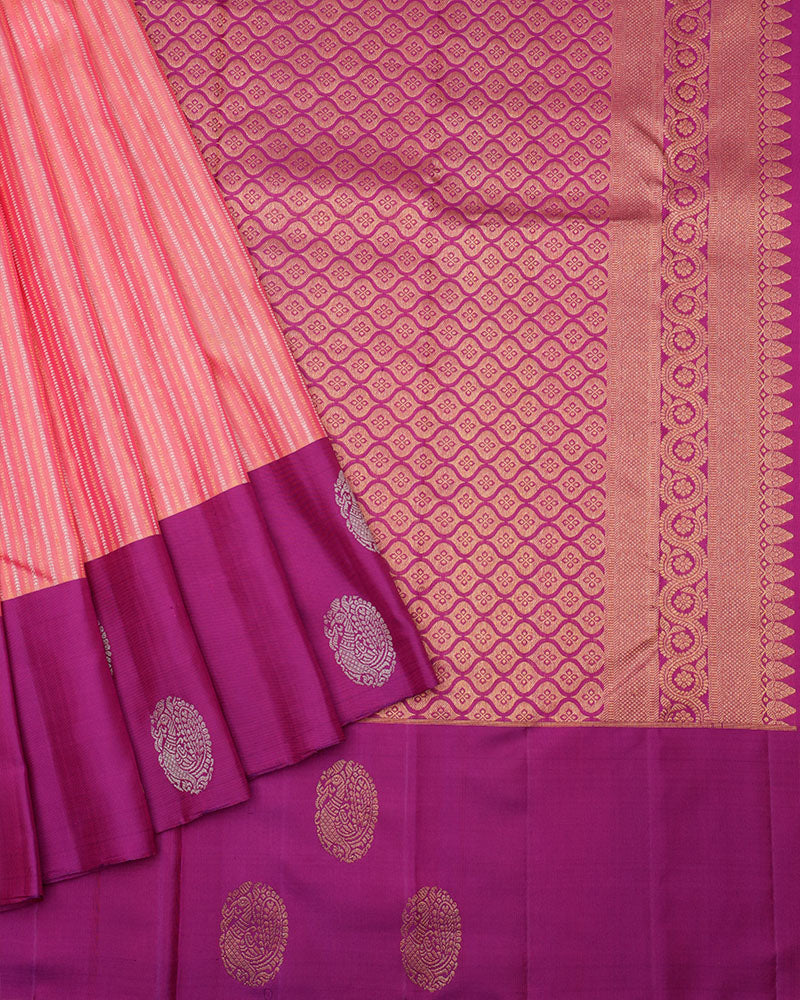 Peach kanjivaram silk saree