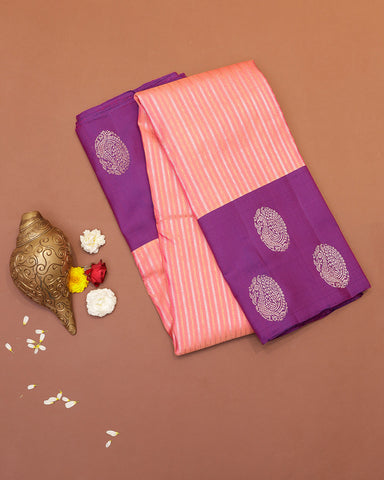 Peach kanjivaram silk saree