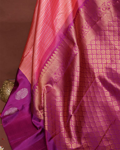 Peach kanjivaram silk saree