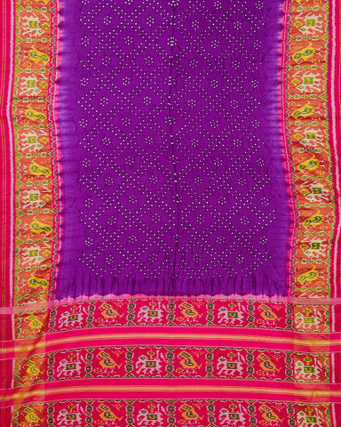 Purple bandhani silk saree