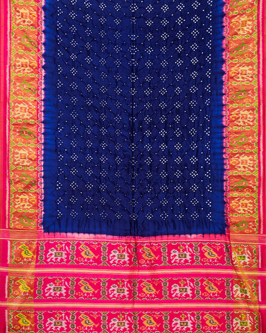 Royal blue Bandhani silk saree