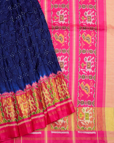 Royal blue Bandhani silk saree