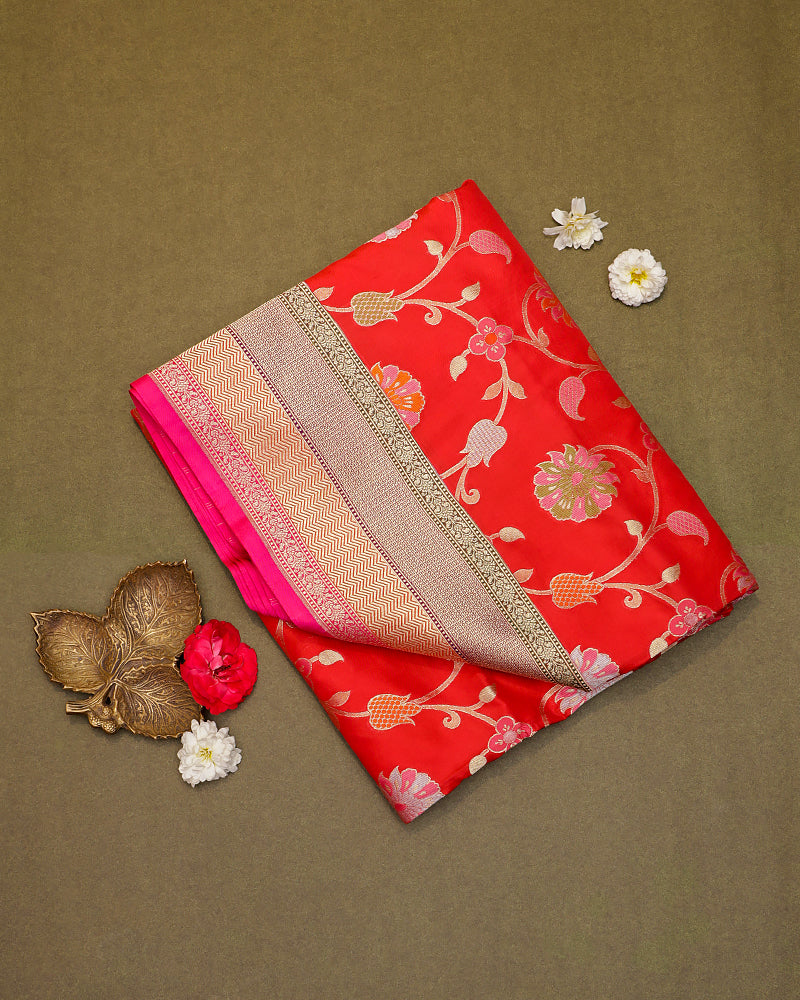 Red katan banarasi silk saree