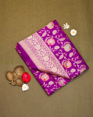 Purple banarasi silk saree