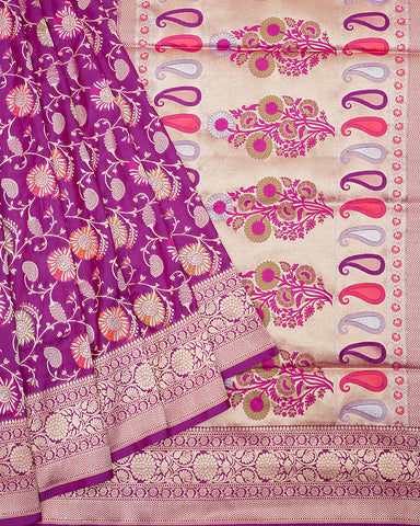 Purple banarasi silk saree