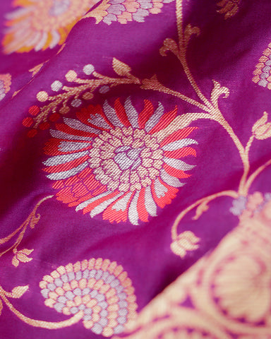 Purple banarasi silk saree