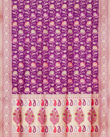 Purple banarasi silk saree