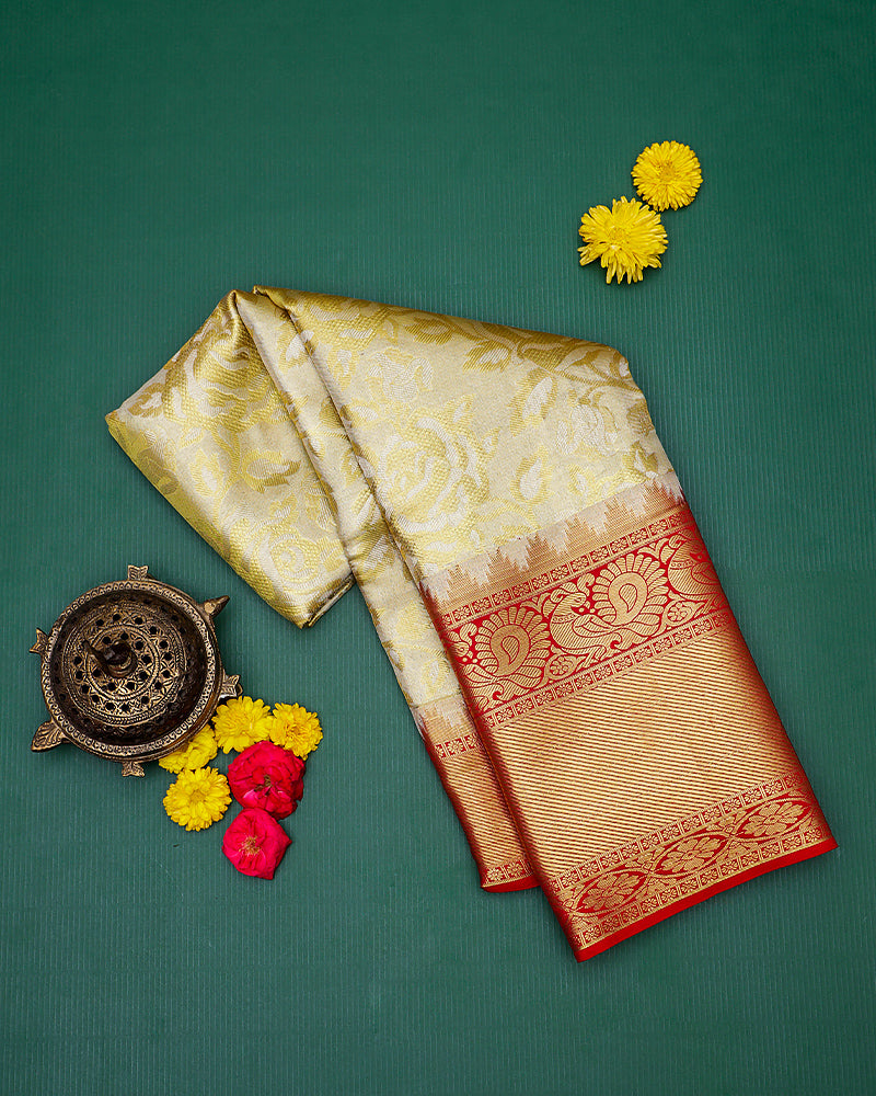 The gold tissue Kanjivaram saree