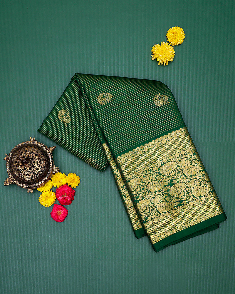 The green Kanjivaram silk saree