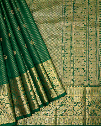 The green Kanjivaram silk saree