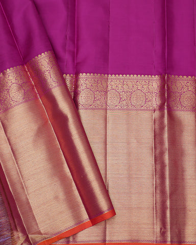 The peach Kanjivaram silk saree