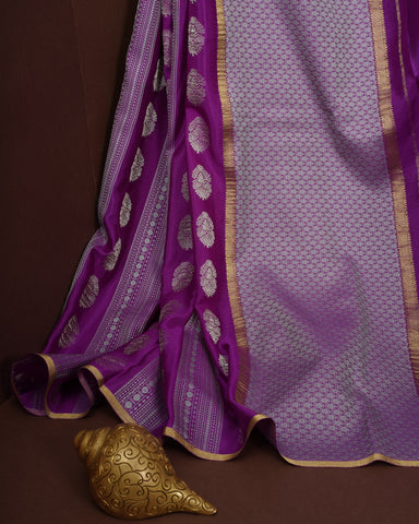 Violet Mysore silk saree