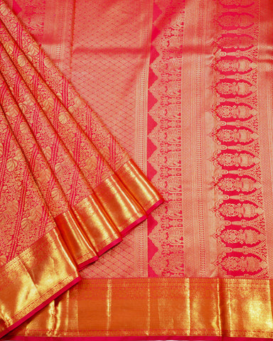 Pink kanjivarm silk saree