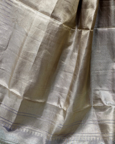 Graceful Grey Tissue Kanjivaram Silk Saree with Floral Weaving