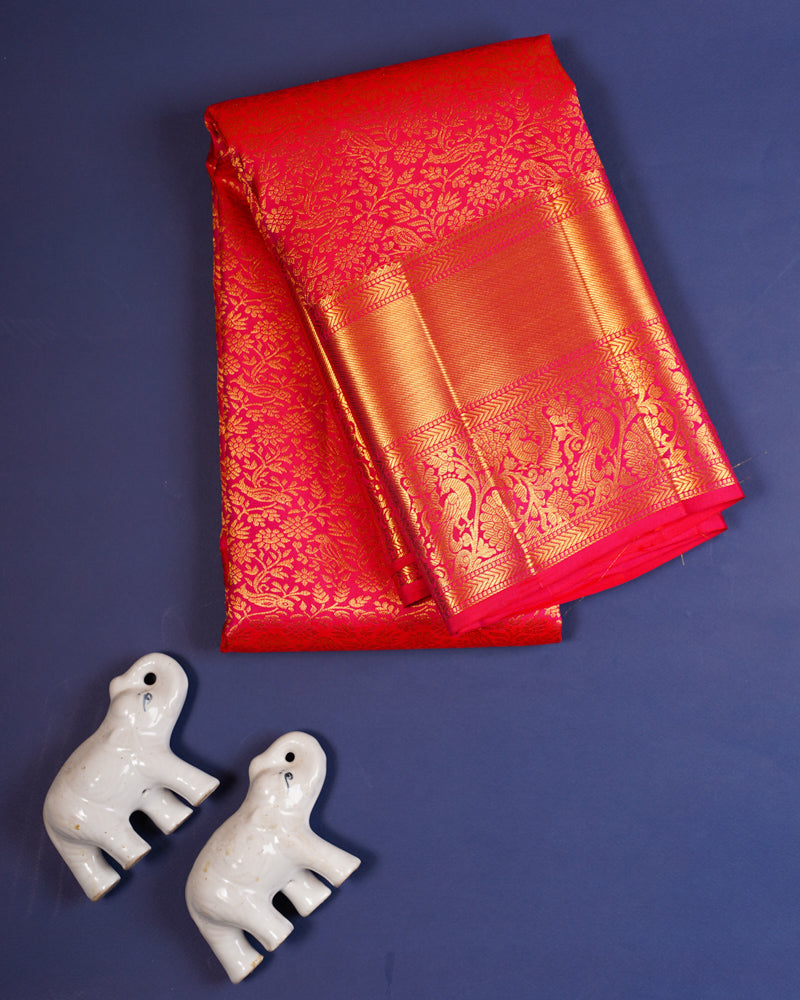 Bright pink kanjivaram silk