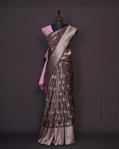 Brown kanjivaram silk saree