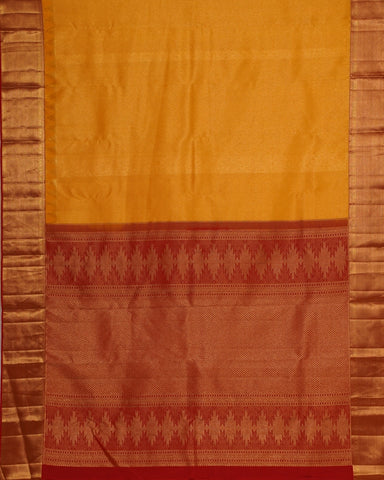 Orange yellow kanjivaram silk saree