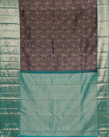 Navy blue kanjivaram silk saree