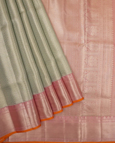 Silver tissue kanjivaram saree