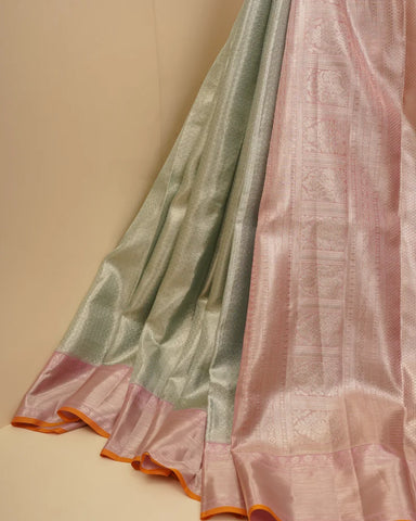 Silver tissue kanjivaram saree