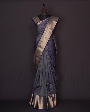 Blue kanjivaram silk saree