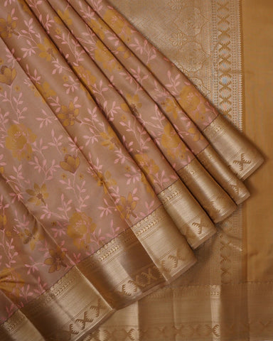 Light brown kanjivaram silk saree