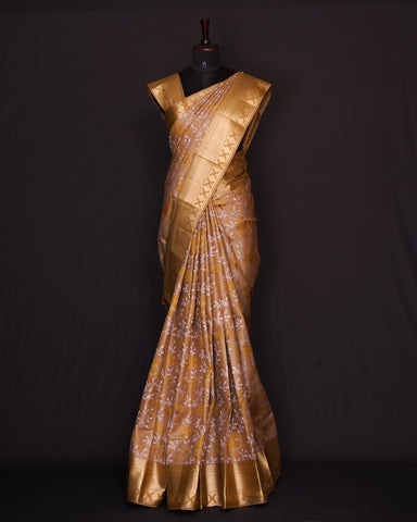 Light brown kanjivaram silk saree