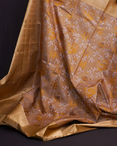 Light brown kanjivaram silk saree