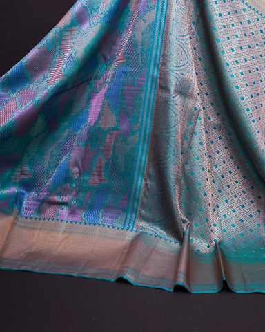 Blue kanjivaram silk saree