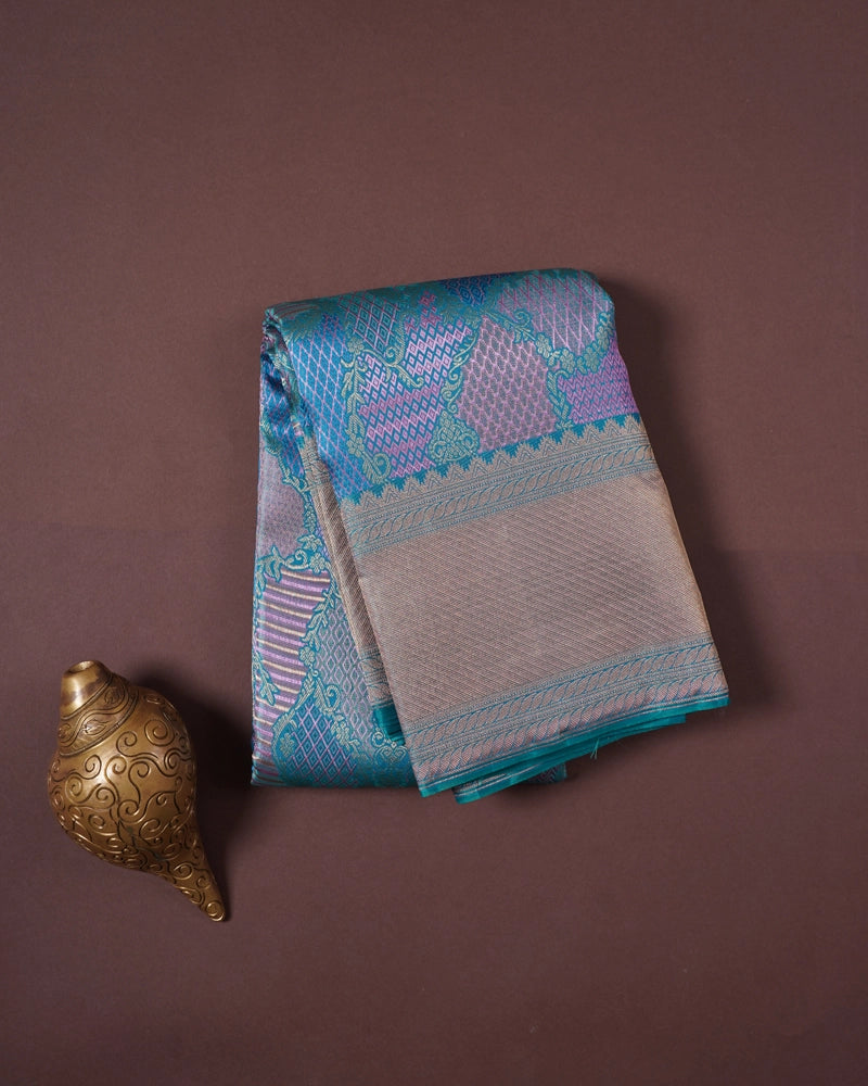 Blue kanjivaram silk saree