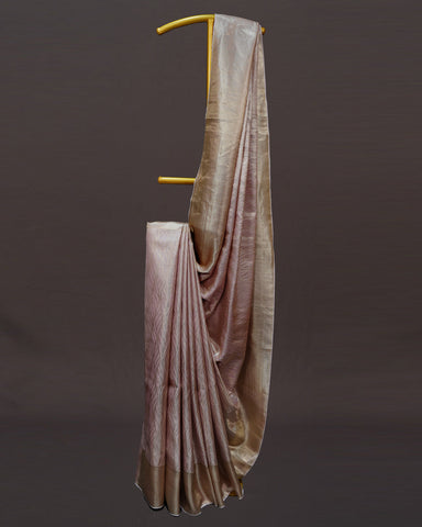 Radiant Rose Gold Elegance – Geometric Grace in Kanjivaram