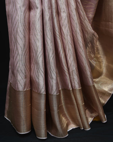 Radiant Rose Gold Elegance – Geometric Grace in Kanjivaram