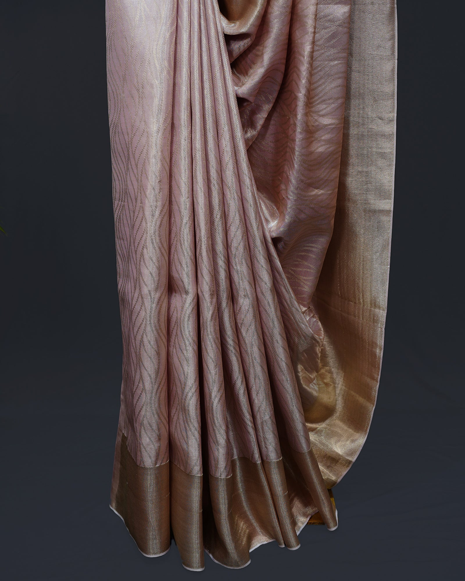 Radiant Rose Gold Elegance – Geometric Grace in Kanjivaram