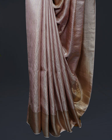 Radiant Rose Gold Elegance – Geometric Grace in Kanjivaram
