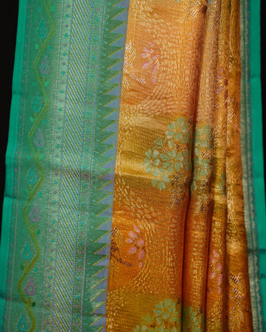 Elegant Green Kanjivaram Silk Saree with Meenakari Weaving