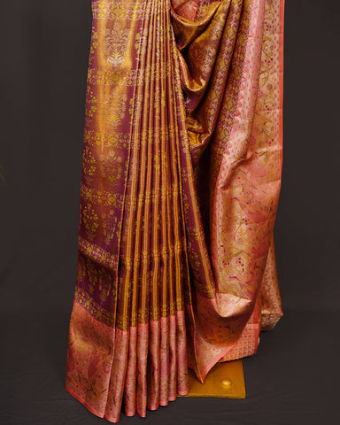 Bright Gold Kanjivaram Silk Saree