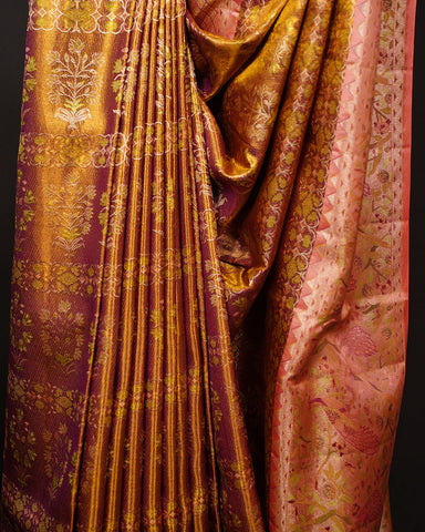 Bright Gold Kanjivaram Silk Saree