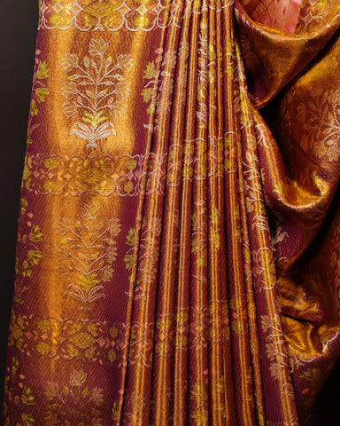 Bright Gold Kanjivaram Silk Saree