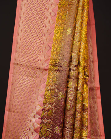 Bright Gold Kanjivaram Silk Saree
